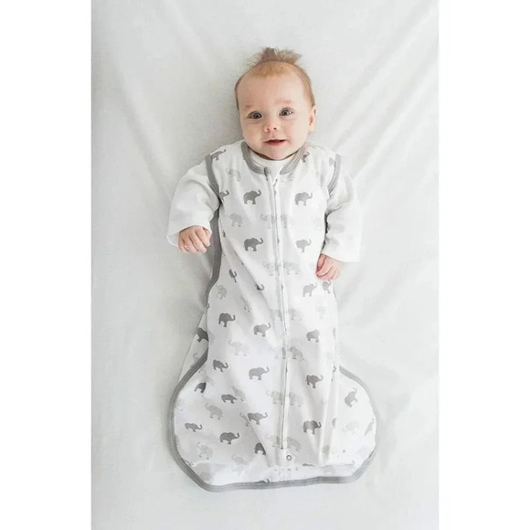 Amazing Baby Cotton Sleeping Sack, Tiny Elephants, Sterling, Medium 6-12 months - Picture 3 of 5